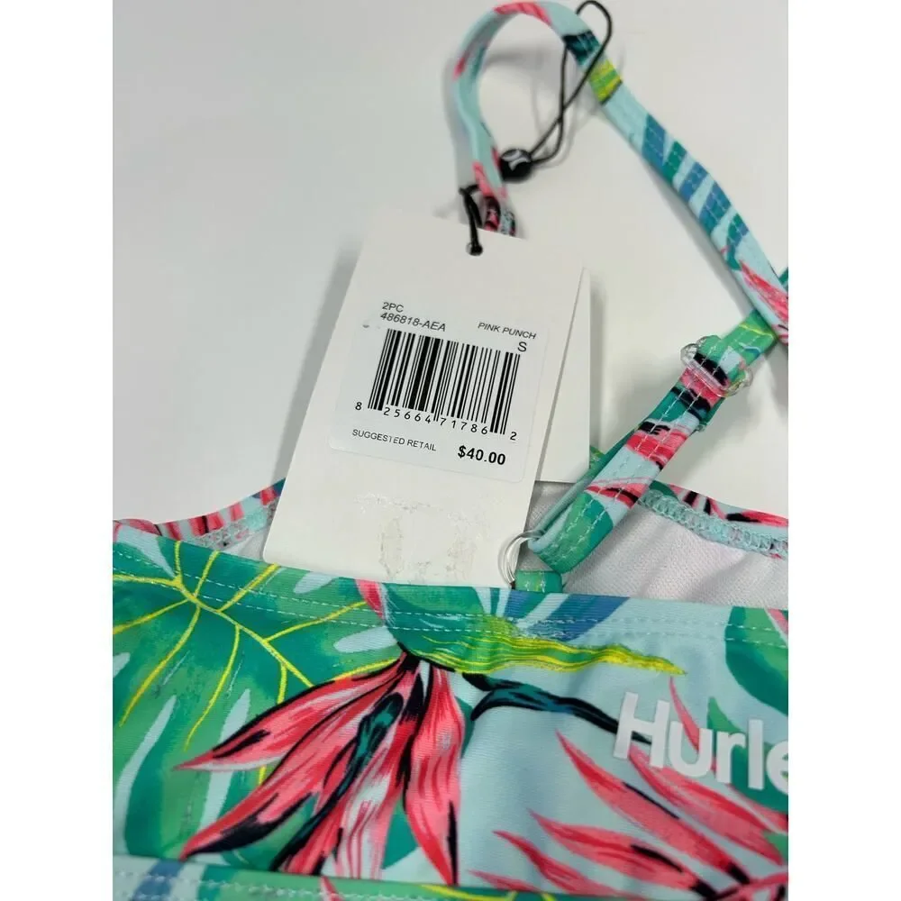 Hurley Girls Swim 2 Piece Bikini Set Pink Punch‎ Size S